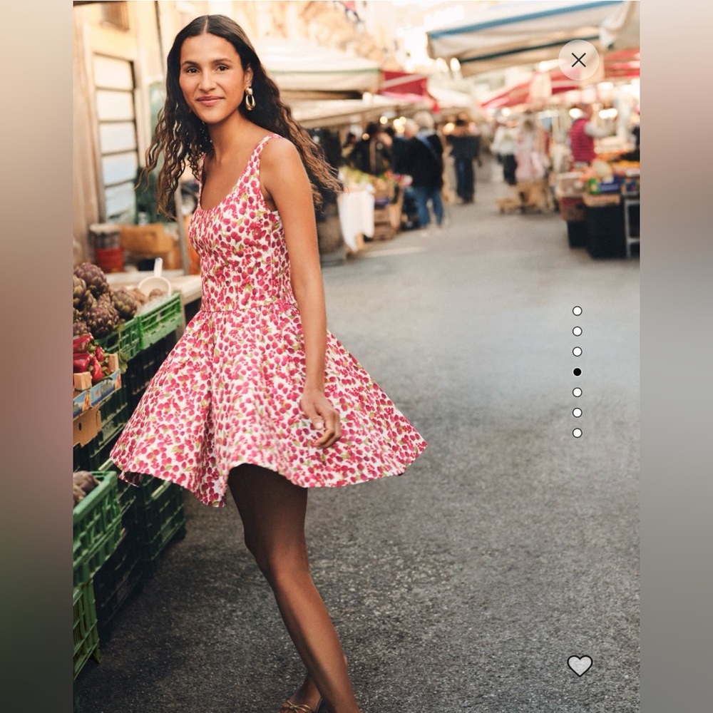 I. Crew NWT Fit-and-flare mini dress in raspberry print